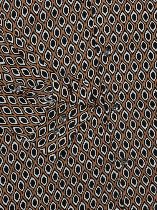 Brown Ikat Printed Shirt