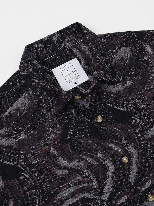 Black Printed Ribstop Shirt