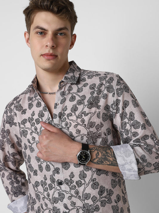 Black Floret Budding Printed Shirt