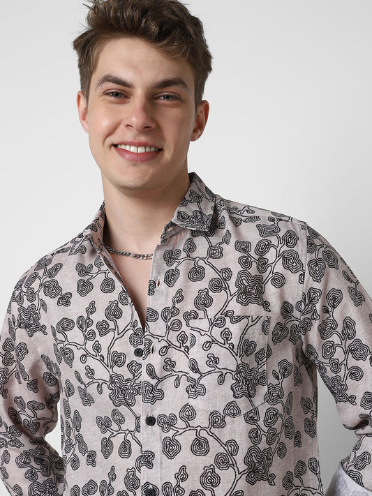 Black Floret Budding Printed Shirt