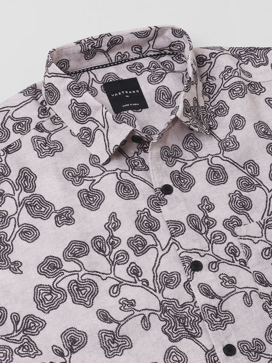 Black Floret Budding Printed Shirt