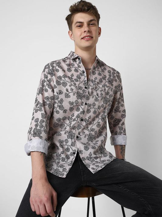 Black Floret Budding Printed Shirt
