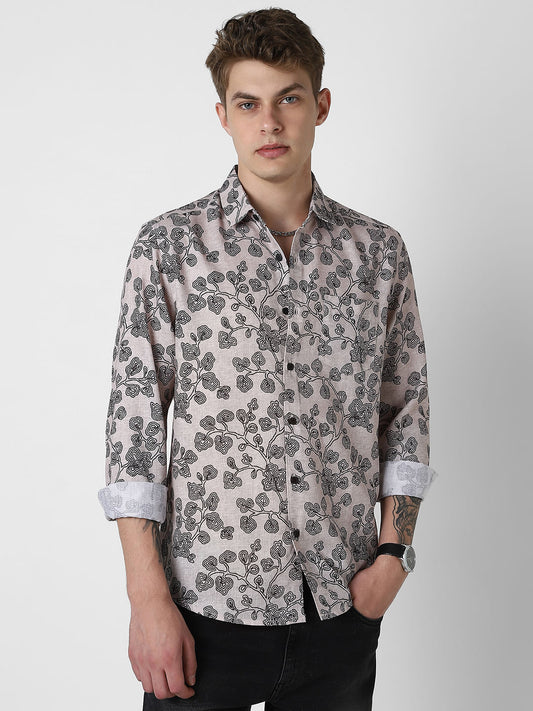 Black Floret Budding Printed Shirt