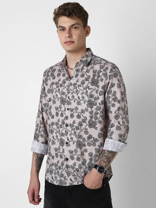 Black Floret Budding Printed Shirt