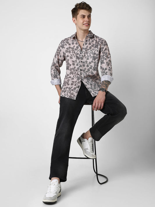 Black Floret Budding Printed Shirt