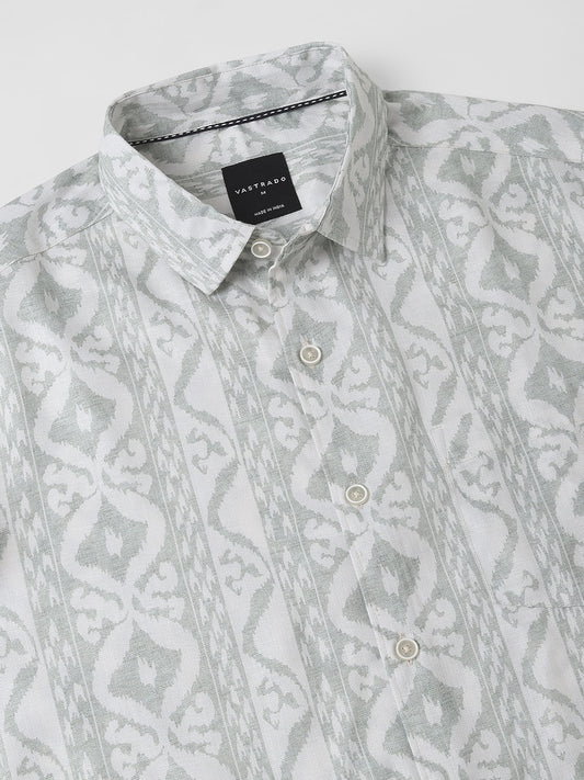 Ikat Printed Sage Green Shirt