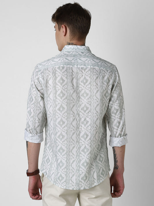 Ikat Printed Sage Green Shirt