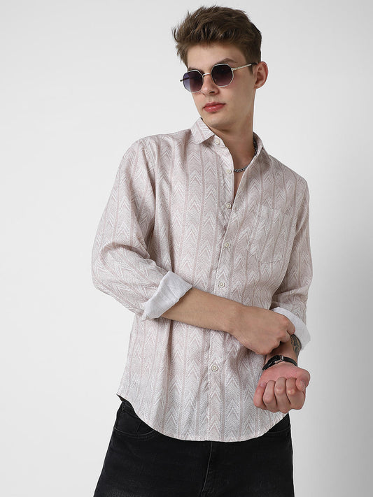 Picturesque Beige Printed Shirt