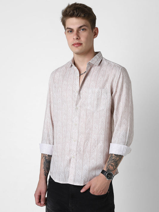 Picturesque Beige Printed Shirt