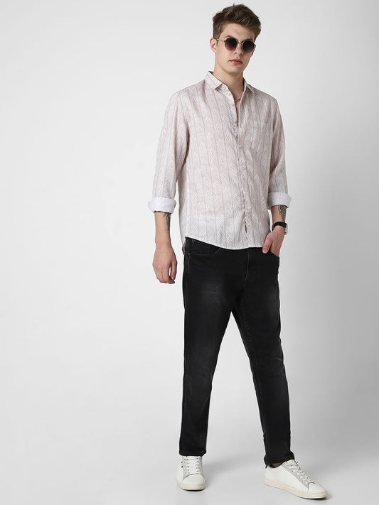 Picturesque Beige Printed Shirt