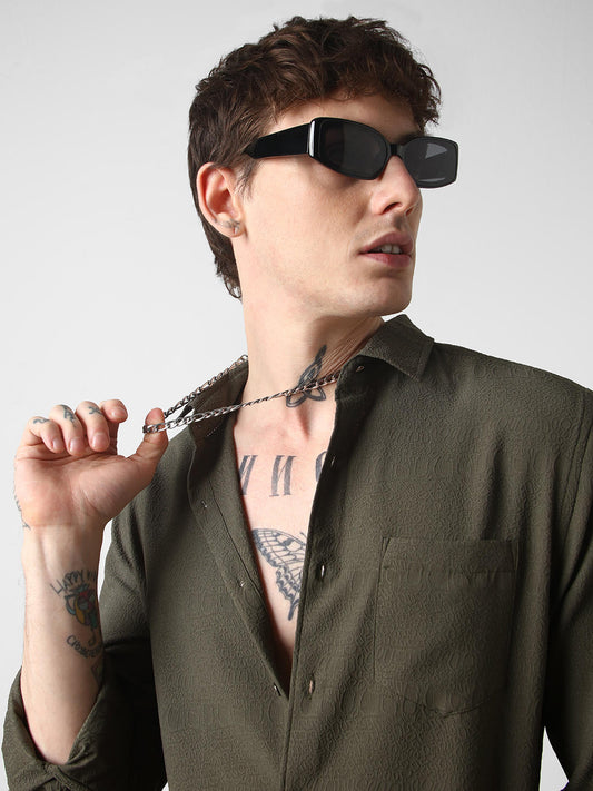 Snazzy Olive Textured Shirt