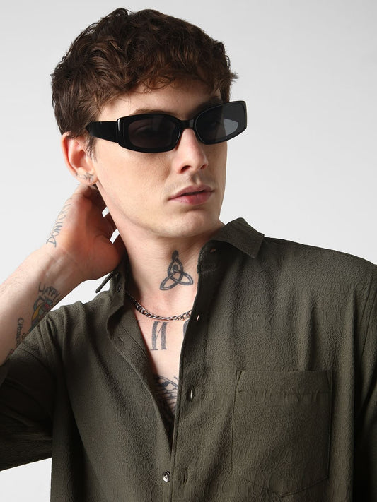 Snazzy Olive Textured Shirt
