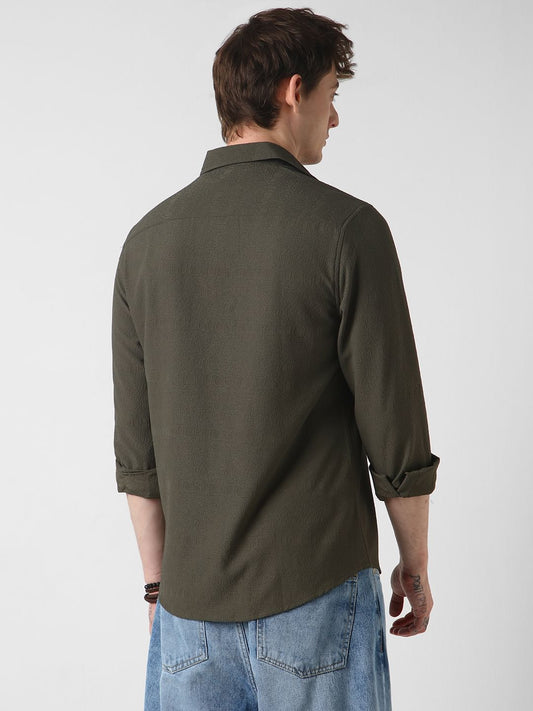 Snazzy Olive Textured Shirt