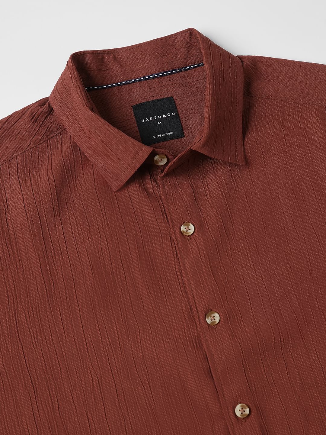 Toffee Brown Line Textured Shirt