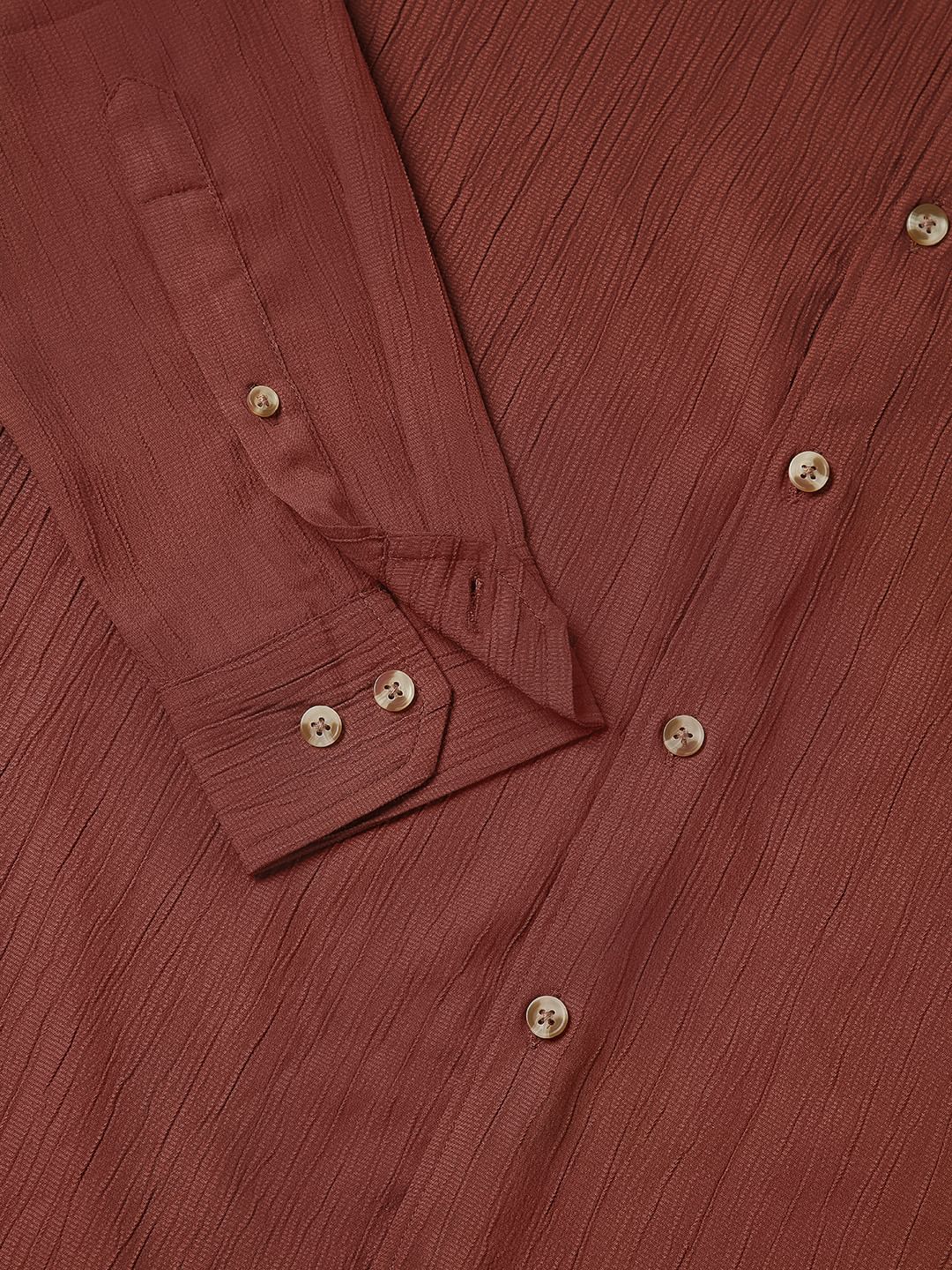 Toffee Brown Line Textured Shirt