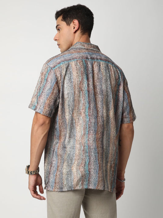 Squashy Multicolour Notch Collar Oversized Shirt