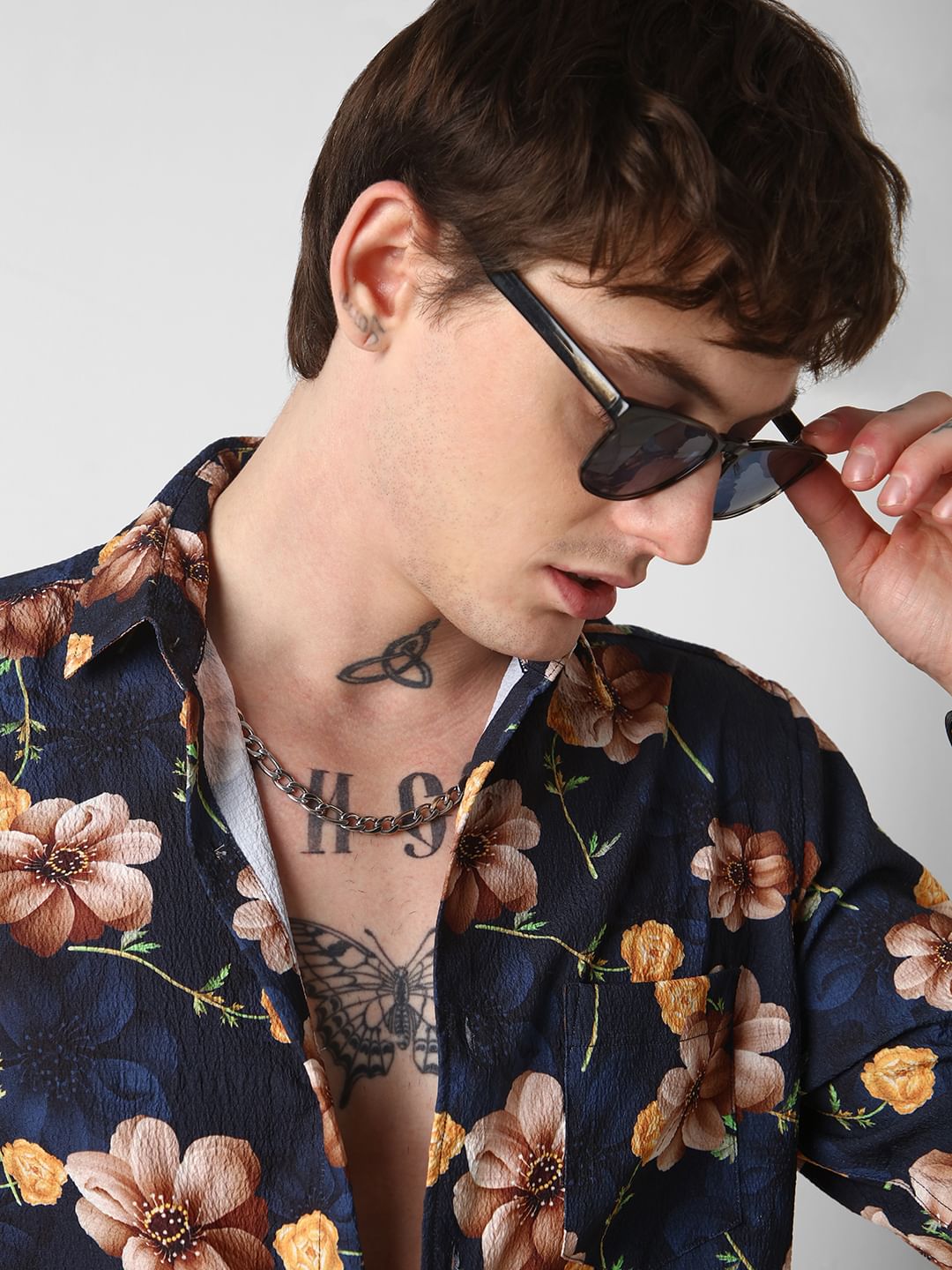 Exquisite Navy Floret Crushed Shirt