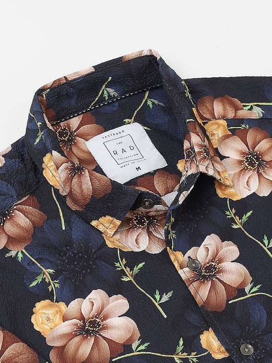 Exquisite Navy Floret Crushed Shirt
