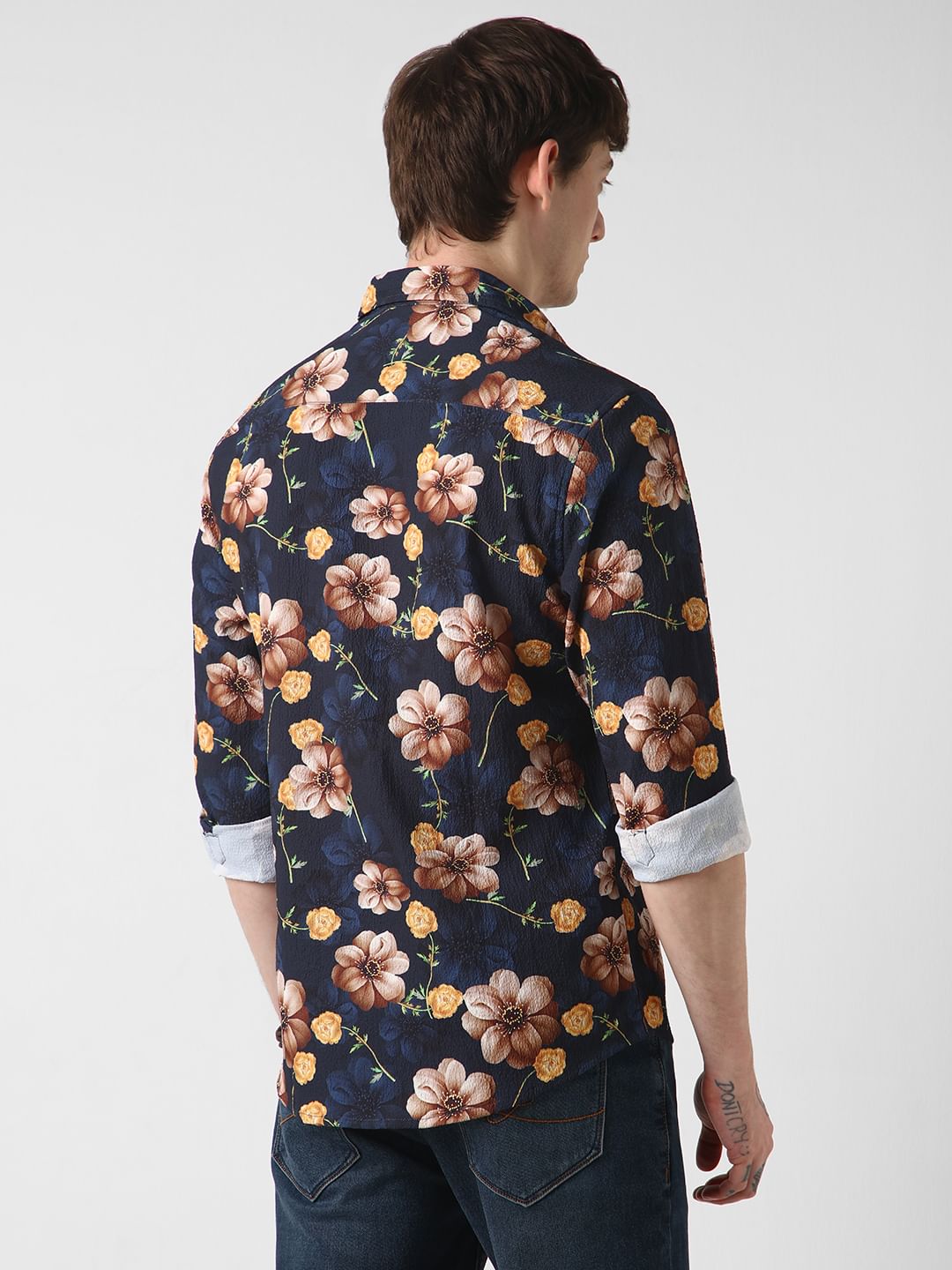 Exquisite Navy Floret Crushed Shirt