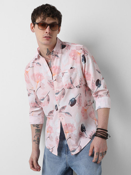 Floral Peachy Pink Crushed Shirt
