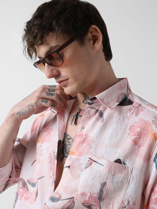 Floral Peachy Pink Crushed Shirt