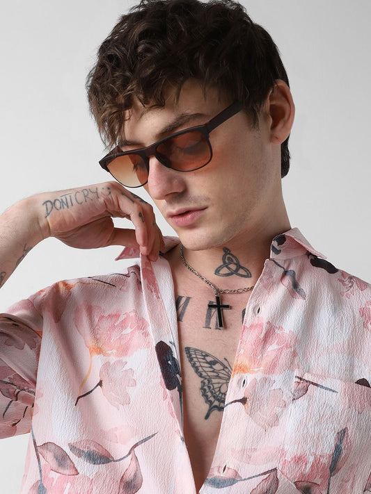 Floral Peachy Pink Crushed Shirt