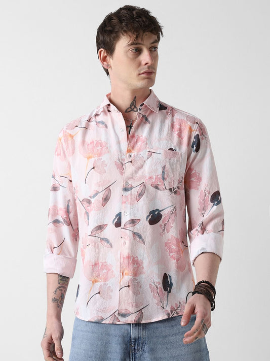 Floral Peachy Pink Crushed Shirt
