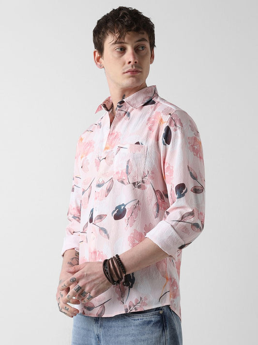 Floral Peachy Pink Crushed Shirt