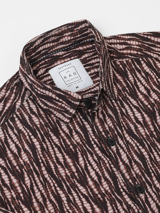 Aesthetic Brown Abstract Printed Crushed Shirt