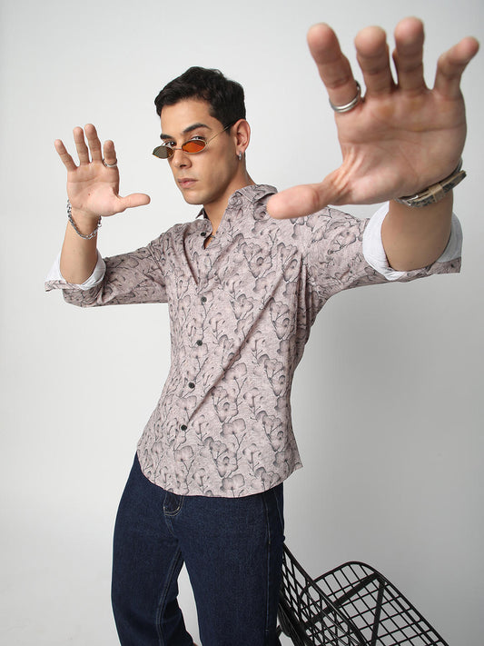 Artistic Floral Printed Crushed Shirt