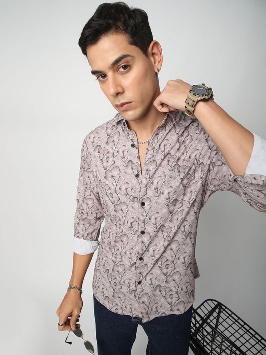 Artistic Floral Printed Crushed Shirt