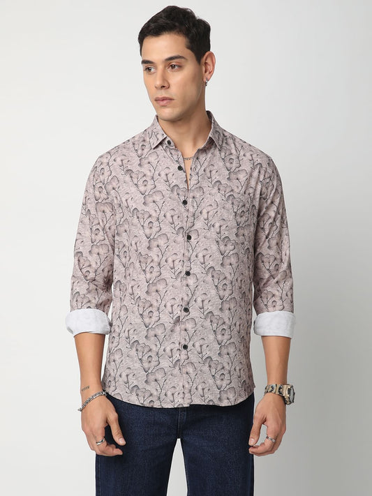 Artistic Floral Printed Crushed Shirt
