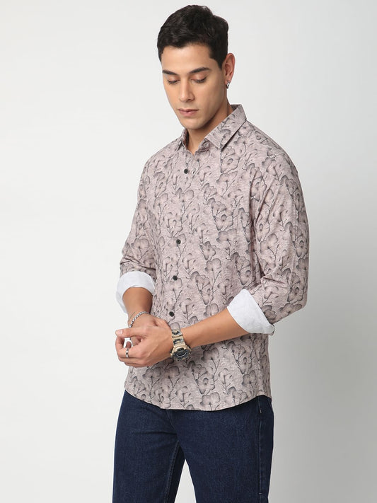 Artistic Floral Printed Crushed Shirt