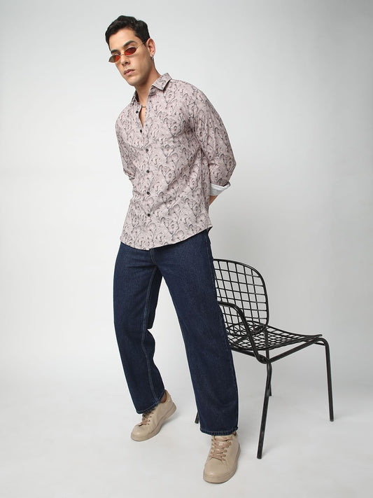 Artistic Floral Printed Crushed Shirt