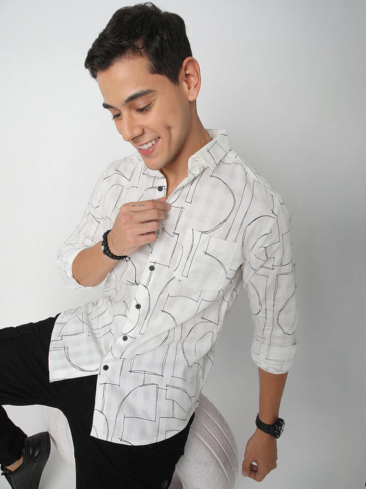 Quirky White Printed Shirt