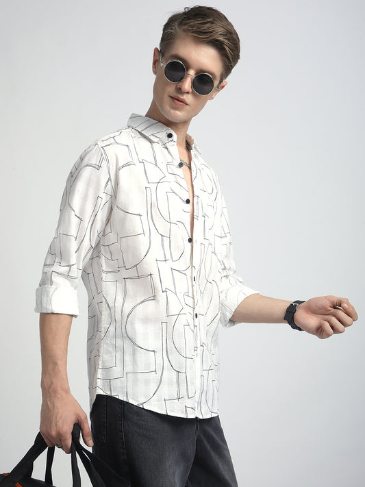 Offbeat Abstract Printed White Shirt