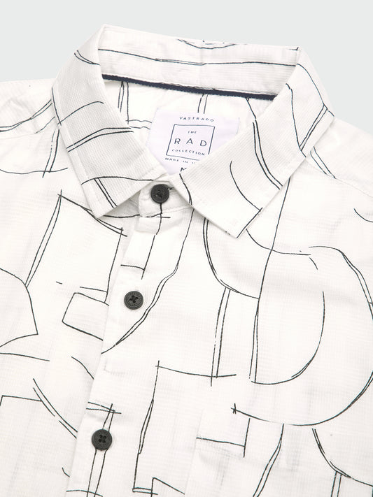 Offbeat Abstract Printed White Shirt