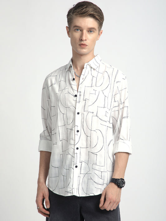 Offbeat Abstract Printed White Shirt
