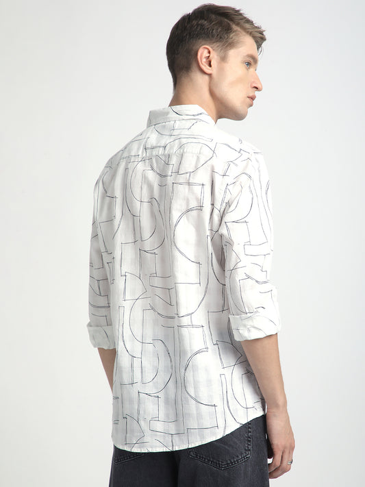Offbeat Abstract Printed White Shirt