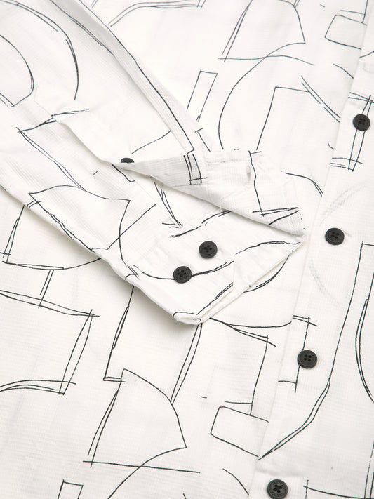 Offbeat Abstract Printed White Shirt