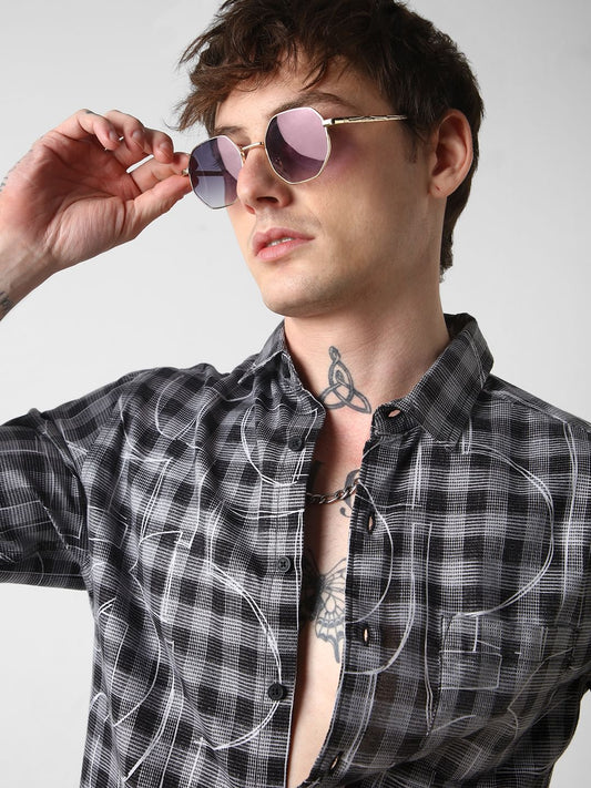 Quirky Monochrome Checkered Shirt