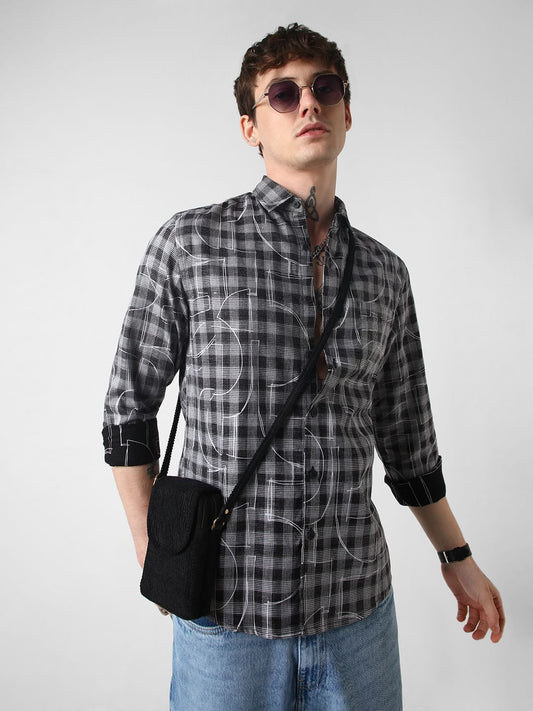 Quirky Monochrome Checkered Shirt
