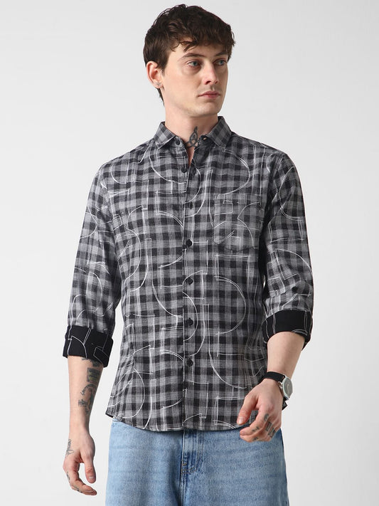 Quirky Monochrome Checkered Shirt
