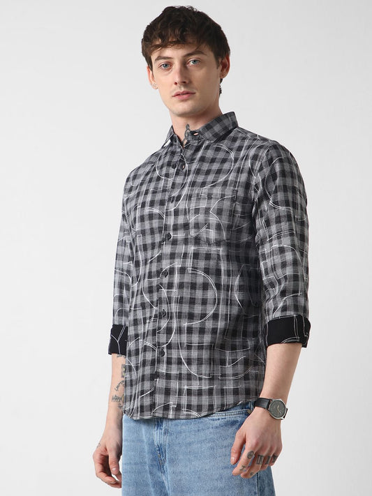 Quirky Monochrome Checkered Shirt