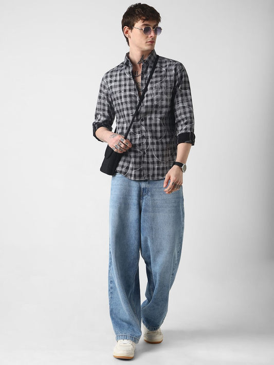 Quirky Monochrome Checkered Shirt
