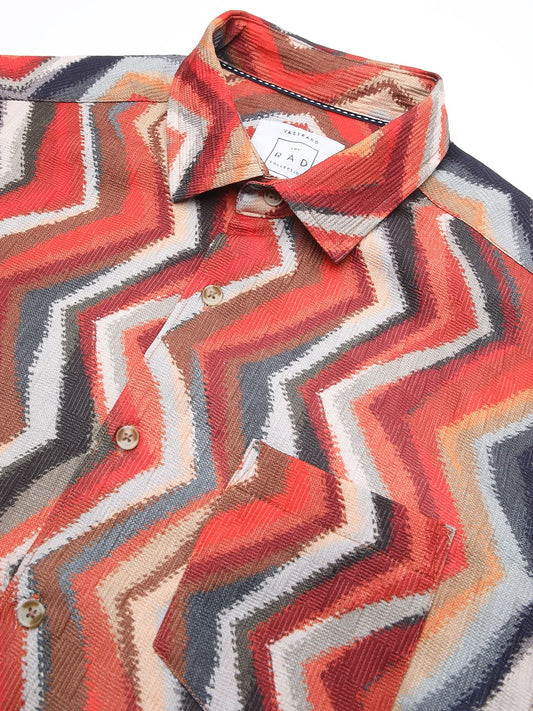 Fiery Zig-Zag Textured Shirt