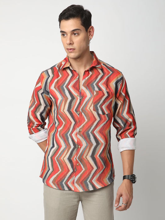 Fiery Zig-Zag Textured Shirt