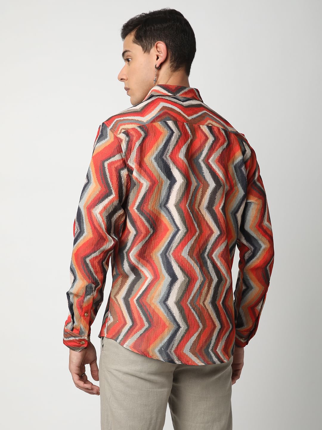 Fiery Zig-Zag Textured Shirt