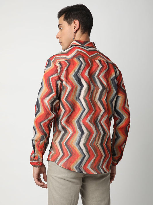 Fiery Zig-Zag Textured Shirt