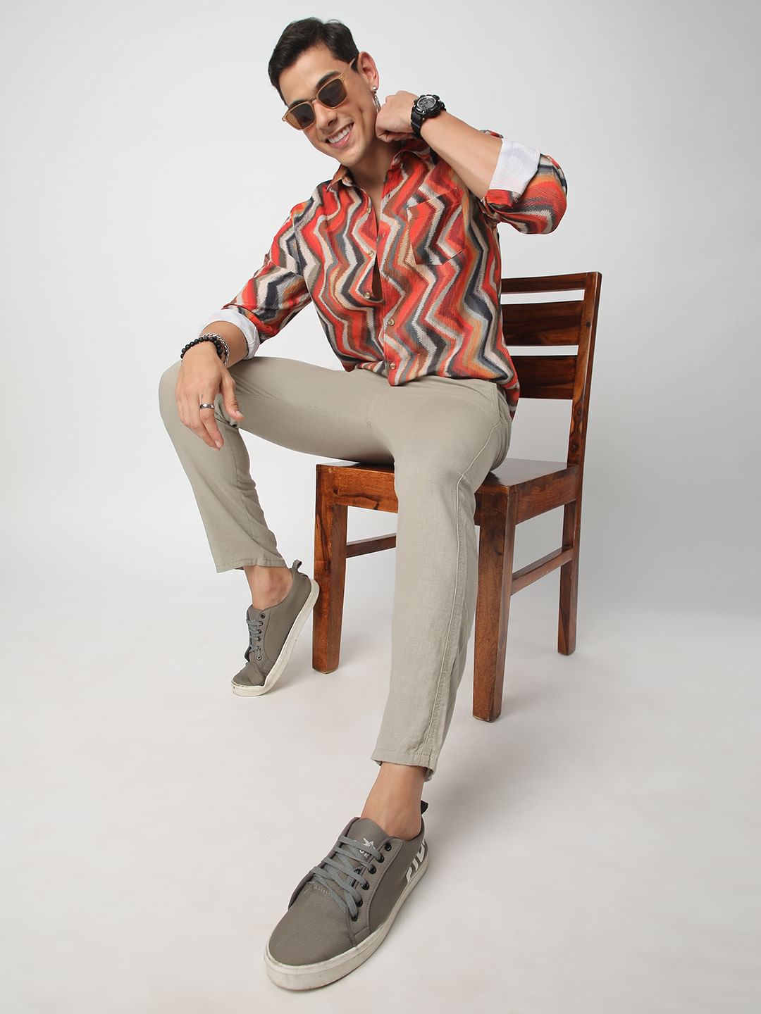 Fiery Zig-Zag Textured Shirt